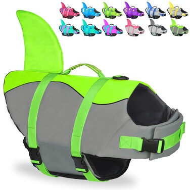 Fragralley Dog Shark Life Jacket Dog Life Vest for Swimming Adjustable Pet Life Preserver with Rescue Handle XSmall