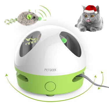 PETGEEK Interactive Cat Toy Hide Mouse Cat Toy with Squeaky Mouse Electronic Automatic Cat Toys with Catnip Filled Hidey Mouse Cat Toys Interactive for Indoor Cats Exercise  Game