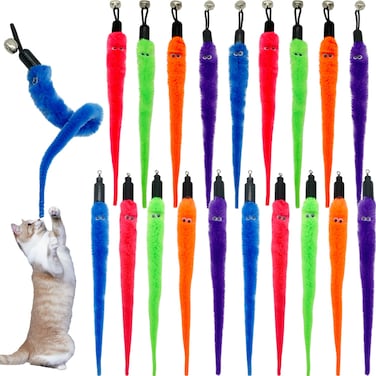 CATENESS Cat Worm Toy Cat Wand Refills 20 PCS Worm Cat Toy Refill Cat Wand Attachments Worms for Cat Toys