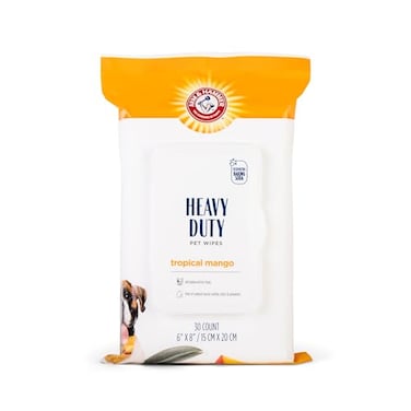 Arm  Hammer for Pets Heavy Duty Multipurpose Bath Wipes for Dogs Travel Size Mango Scent  All Purpose Dog Wipes Remove Odor  Refresh Skin for Pets  30 Ct Pack of Travel Pet Wipes