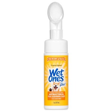 Wet Ones for Pets Antibacterial Dog Paw Cleansing Foam with Builtin Paw Scrubber Brush Tropical Splash Scent 5 oz  Dog Paw Cleaner with Antibacterial Foam and Brush
