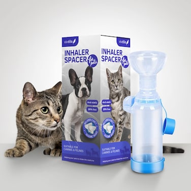 VIVELLE Handheld Inhaler Spacer with 2 Masks for Pets Cat and Dog Inhaler Spacer for MDI