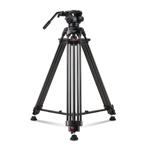 RAUBAY Tilt Tension Design 708 Professional Heavy Duty Video Camera Tripod with Fluid Head and QR Plate for DSLR Camcorder Max Loading 176lbs Aluminum Twin Tube Leg with MidLevel Spreader DV1