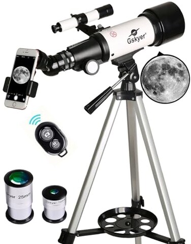 Gskyer Telescope 70mm Aperture 400mm AZ Mount Astronomical Refracting Telescope for Kids Beginners  Travel Telescope with Carry Bag Phone Adapter and Wireless Remote