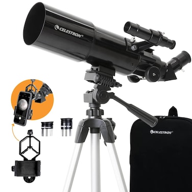 Celestron Travel Scope Portable Refractor Telescope Black 80 with Backpack
