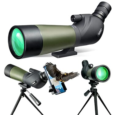Gosky 2060x60 HD Spotting Scope with Tripod Carrying Bag and Scope Phone Adapter  BAK4 45 Degree Angled Eyepiece Telescope for Target Shooting Hunting Bird Watching Wildlife Scenery