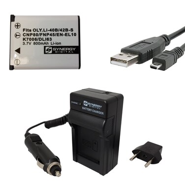 Synergy Digital Olympus FE230 Camera Accessory Kit includes USB8PIN USB Cable SDM141 Charger SDLI40B Battery