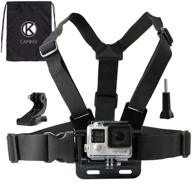 CamKix Head  Backpack Mount Bundle compatible with GoPro Hero 7 6 5 Black Session Hero 4 Black Silver Hero LCD 3 3 DJI Osmo Action Chest Mount Harness