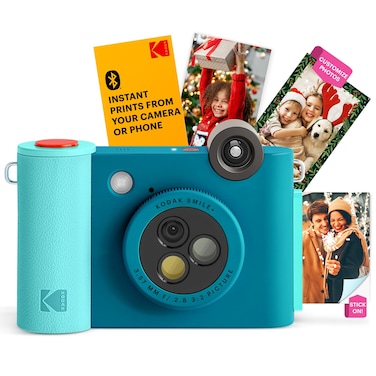 KODAK Smile Wireless Digital Instant Print Camera with EffectChanging Lens 2x3 StickyBacked Photo Prints and Zink Printing Technology Compatible with iOS and Android Devices  Blue