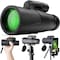 Qisebin 12X50 Monoculars for Adults High Power Monocular Telescope with Smartphone Holder  Tripod for Wildlife Bird Watching Hunting Camping Travel Secenery