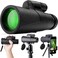 Qisebin 12X50 Monoculars for Adults High Power Monocular Telescope with Smartphone Holder  Tripod for Wildlife Bird Watching Hunting Camping Travel Secenery
