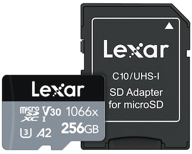 Lexar 256GB Professional 1066x micro SD Card wSD Adapter UHSI U3 V30 A2 Full HD 4K Up to 160120 MBs for Action Cameras Drones Smartphones Tablets NintendoSwitch LMS1066256GBNANU