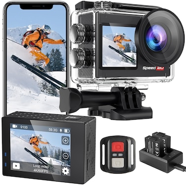 Hiicam Speed 20 Action Camera 4K 60FPS Underwater Camera Waterproof Camera Underwater 131FT with Stabilization Wireless Remote 5X Zoom 170 Wide Angle