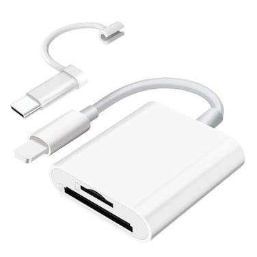 SUNTRSI SD Card Reader for iPhone iPad and Camera with Dual Slot for SD and TF Memory Cards SD Card Reader No Need for Applications Plug and Play