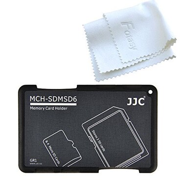 Fotasy JJC MCHSDMSD6GR Small Wallet Memory Card Case SD Memory Card Case Micro SD Card Holder Case fits 2 SD Cards 4 Micro SD Cards Slim Light Weight Credit Card Size