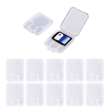 SteelFever Clear Plastic Memory Card Case Compatible with SD Micro SD TFlash Card 10 PCS