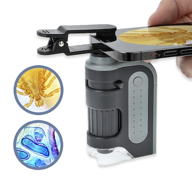 Carson MicroBrite Pro 60x120x LED Lighted Pocket Microscope with Aspheric Lens System and Smartphone Digiscoping Clip MM350