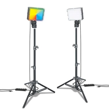 Bower 2Pack Dimmable USB LED Video Light with Pro Adjustable 2146 Tripod Stand 2Pack for TabletopLowAngle Shooting ZoomVideo Conference LightingGamingYouTube VideoPhotography