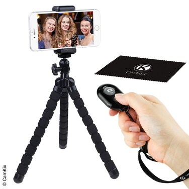 CamKix Flexible Cell Phone Tripod and Bluetooth Remote Control Camera Shutter  for iPhone Samsung Galaxy and Many More  Octopus Style Mount  Universal Phone Holder  Solution for Smartphone Photog