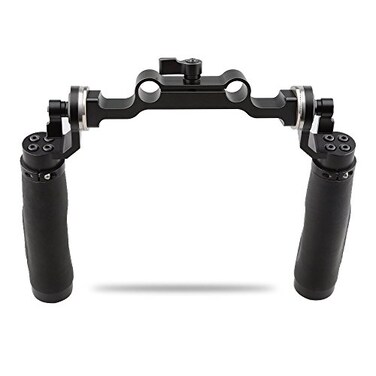 CAMVATE Leather Handle 15mm Rod Shoulder Mount Rig with Rosette Standard Accessory for DSLRBlackM6 thread318 mm