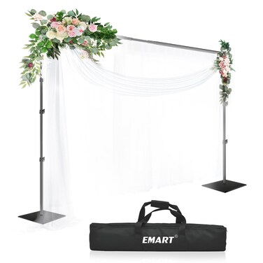 EMART Heavy Duty Backdrop Stand 10x10 ft Adjustable Background Support System Kit with Steel Base for Photography Photo Backdrop Stand for Parties Birthday Video Studio Black