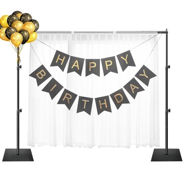 EMART Heavy Duty Backdrop Stand 65x10ft Adjustable Background Support System Kit with Steel Base for Photography Photo Backdrop Stand for Photo Video Studio Birthday Parties  Black