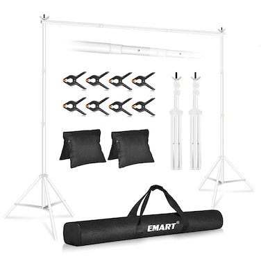 EMART Backdrop Stand  White  2mx3m Adjustable Photo Backdrop Stand for Photography Back Drop Stand Background Support Frame