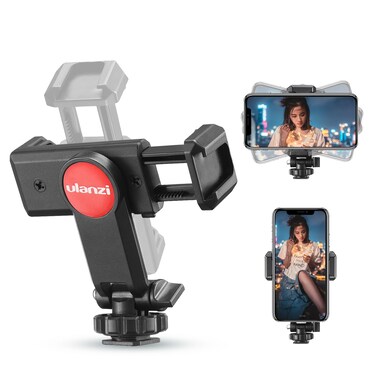 ULANZI Universal Phone Tripod Mount with Cold Shoe Mount Rotates and Adjustable Clamp Holder Smartphone Clip Adapter for iPhone 11 Pro Max X XR Xs Max 8 7 Plus Samsung Galaxy s10 s9 Note10 Google