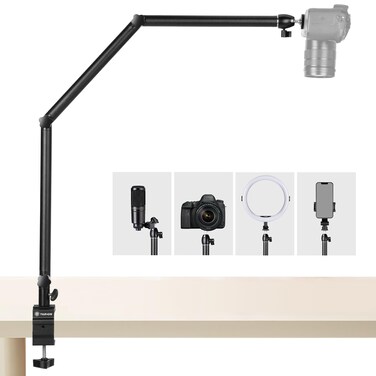 TARION Overhead Tripod Camera Table Tripod Clamp Tripod Flexible Articulated Arm Table Mount with 38 Inch Thread and 38 Inch to 14 Inch Screws Adapter for DSLR Cameras Ring Light Projector