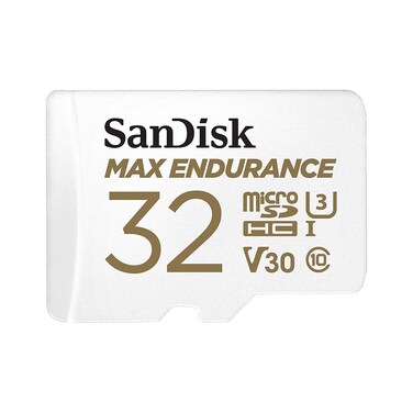 SanDisk MAX ENDURANCE Video Monitoring for Dashcams  Home Monitoring 32 GB microSDHC Memory Card  SD Adaptor 15000 Hours Endurance White