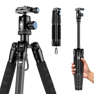 Sirui Compact Traveler 5C Tripod 543 Inches Lightweight Carbon Fiber Travel Tripod Portable Camera Tripod With 360 PanoRAMa Ball Head And Arca Swiss Quick Release Plate Load Capacity Up To 4Kgs