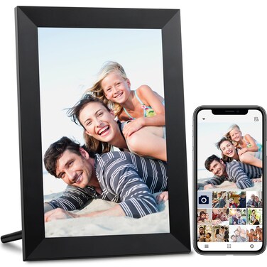 AEEZO WiFi Digital Picture Frame IPS Touch Screen Smart Cloud Photo Frame with 16GB Storage Easy Setup to Share Photos or Videos via Free Frameo APP AutoRotate Wall Mountable 101 Inch Black