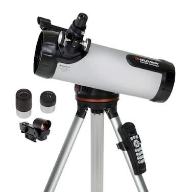 Celestron 31150 Computerized Newtonian Telescope For Beginners 2 Eyepieces FullHeight Tripod Motorized Altazimuth Mount Large 114mm Reflector Silver 114 LCM