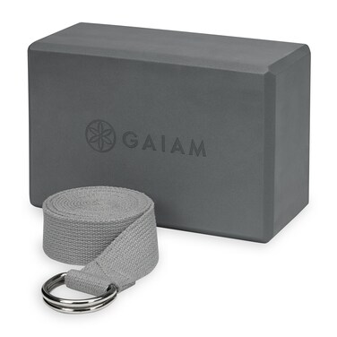 Gaiam Yoga Block  Yoga Strap Combo Set  Yoga Block with Strap Pilates  Yoga Props to Help Extend  Deepen Stretches Yoga Kit for Stability Balance  Optimal Alignment