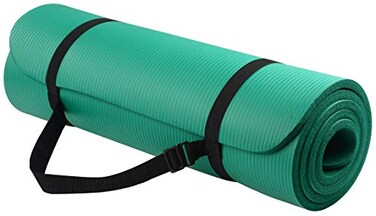 Signature Fitness All Purpose 12Inch Extra Thick High Density AntiTear Exercise Yoga Mat with Carrying Strap with Optional Yoga Blocks Multiple Colors