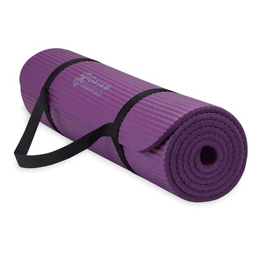Gaiam Essentials Thick Yoga Mat Fitness  Exercise Mat with EasyCinch Yoga Mat Carrier Strap 72L x 24W x 25 Inch Thick