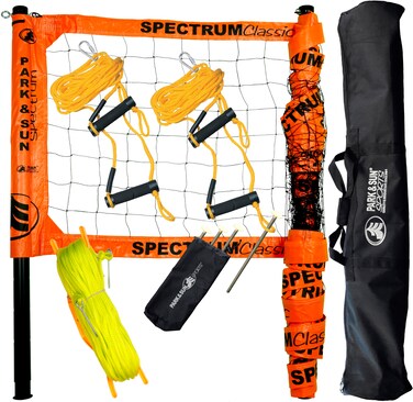 Park  Sun Sports Spectrum Classic Portable Professional Outdoor Volleyball Net System YellowOrange