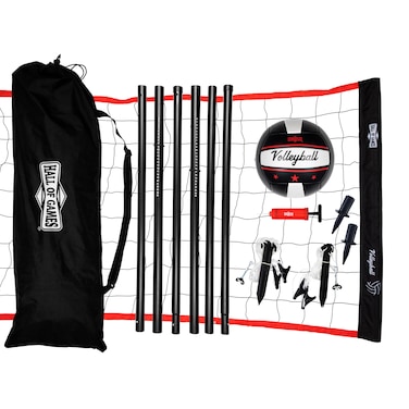 Hall of Games Outdoor Volleyball and Badminton Net with Carrying Bag Accessories Set and Adjustable Steel Poles Perfect for Parties