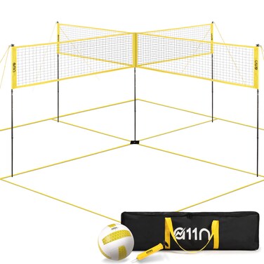 A11N SPORTS 4Way Volleyball and Badminton Net  Backyard  Beach Game Set for Adults and Kids