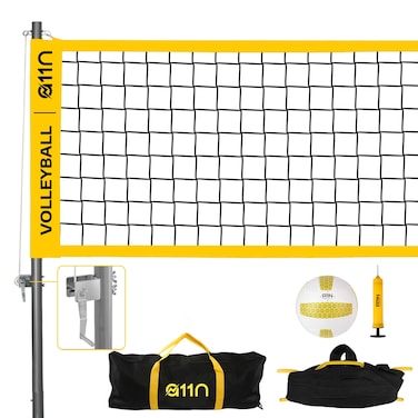 A11N SPORTS HeavyDuty 32ft Outdoor Volleyball Net with AntiSag System  Portable Set Includes Volleyball Net Air Pump Boundary Markers and Bag  Perfect for Backyard Beach and Park