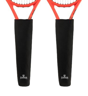 Thorza Tennis Racket Grip Cover Black Removable Protective Handle Wrap for Storage and Bag Transport Universal Racket Accessory for Active Players