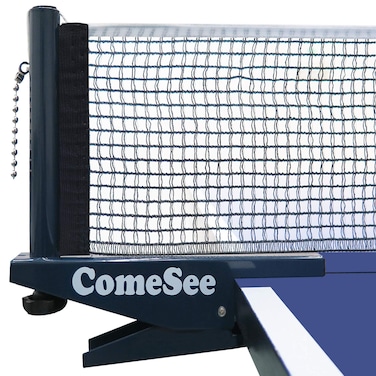Comesee Professional Ping Pong Net Clip on Easy Table Tennis Net and Post Set with Spring Activated Clamp Thick Base Grip Precision Tension Height Adjustment Navy