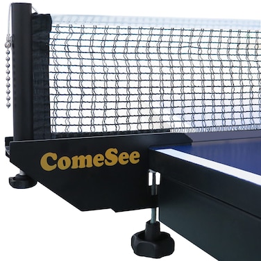 Comesee Professional Table Tennis Ping Pong Net Post Set Strength Screw Clamp with Net Clip Insert 165 Inch Width Grip Holder Tension and Height Adjustable Easy Set Up Black