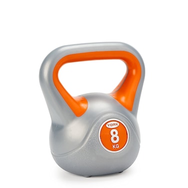 York Fitness Vinyl Kettlebell 8Kg  Home Gym Equipment Perfect For Bodybuilding Weight Lifting Training
