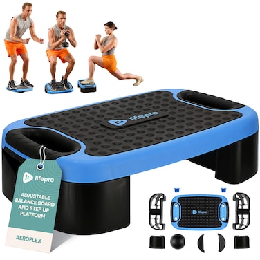 Lifepro 4In1 Aerobic Balance Board and Step Up Exercise Platform  Adjustable Multifunctional Balance Board Slant Board Steppers for Exercise  Home Workout Non Slip Stepper Platform For Balance