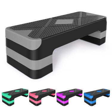 KL KLB Sport Adjustable Exercise Workout Aerobic Stepper Step Platform Trainer Gray