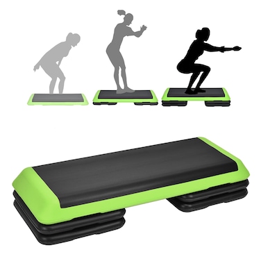 SPORFIT 43 Adjustable Aerobic Step Platform for ExerciseHeight 4 6 8 Fitness Step Exercise Platform 550lbs CapacityNonslip Workout Step Deck wRisers for GymHome