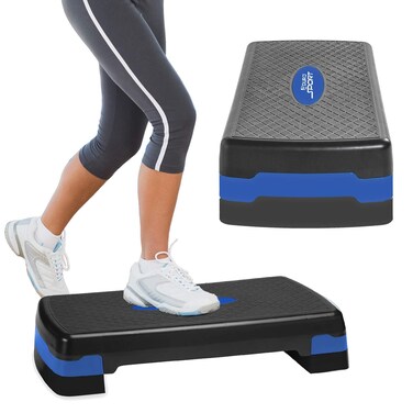 Aduro Sport Aerobic Exercise Step Adjustable Workout Fitness Stepper Exercise Platform with Risers