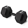 Fitvids Rubber Encased Exercise  Fitness Hex Dumbbell Hand Weights with AntiSlip Metal Handle for Home Gym Multiple Sizes