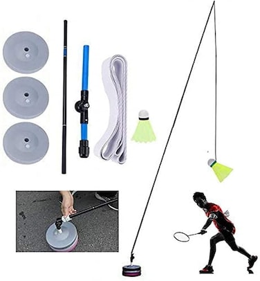 FBWSM Elastic Badminton Trainer Set Badminton Training Device Portable Solo Equipment Practice Training Aid Badminton Single Player Rebound Practice Swing for Children Adult